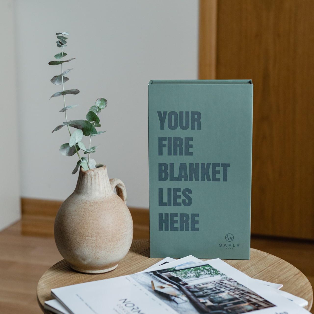 Coffee Table Book With Fire Blanket Green